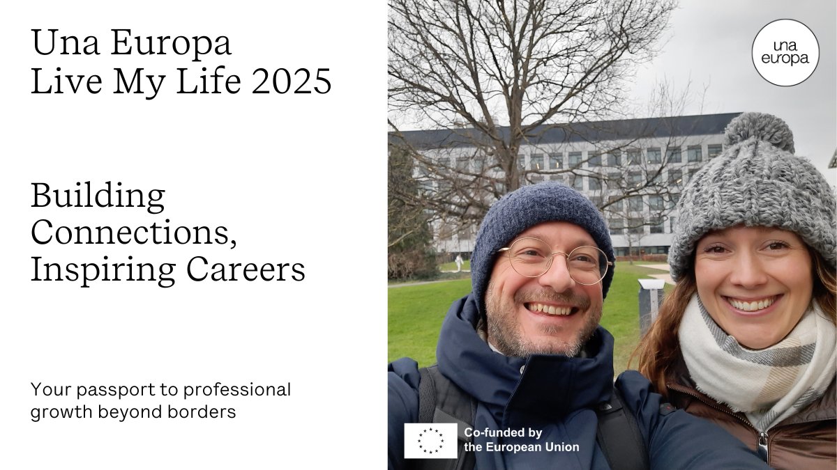 ✨✈️Una Europa Live My Life is your passport to professional growth beyond borders. Apply now to take part in 2025!

Live My Life is our alliance's joint format for blended job shadowing for professional services staff.
⏰Apply by 16 June
👉Find out more: una-europa.eu/calendar/live-…