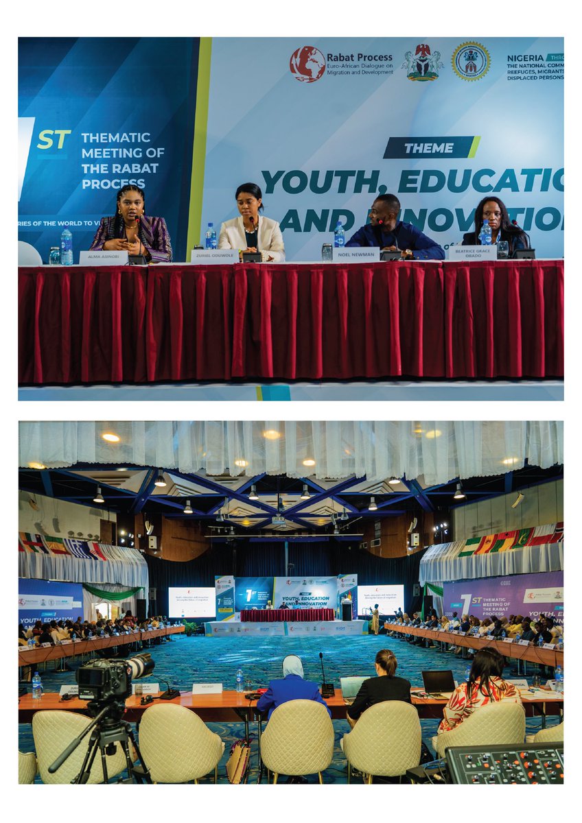 OfficialNCFRMI's tweet photo. Highlights from the 1st Rabat Process thematic meeting on Youth & Migration, chaired by Nigeria, discussions focused on empowering young voices, engaging the diaspora, and integrating youth perspectives into governance for effective migration solutions.
#ncfrmi #rabatprocess https://t.co/IS75jFzI2p