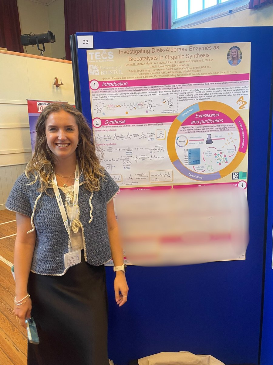 Third year <a href="/BCS_CDT/">TECS and Bristol ChemSynth CDTs</a> PhD, <a href="/lornaminty/">Lorna</a> made some (tetra)mates at this year's Grasmere and also presented her work on Diels-Alderase enzymes! <a href="/RSC_HSG/">RSC_HSG</a> 👩‍🔬🧪
#RSCGrasmere #HeterocyclicChemistry #Grasmere26
