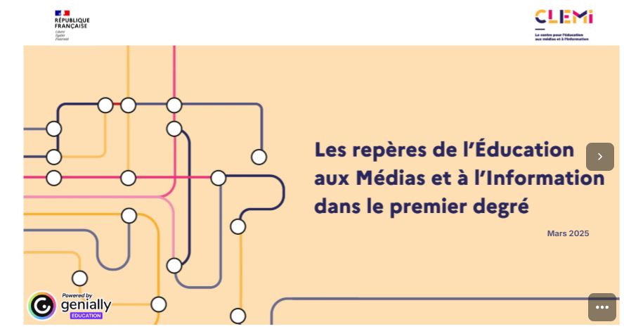 🔦Lumière sur une précieuse ressource du <a href="/LeCLEMI/">CLEMI</a> autour de l'#EMI dans le premier degré. 🎯l'objectif est d'éduquer les enfants  aux médias et à l'information. Des repères de l'EMI sont mis à disposition des enseignants.
clemi.fr/ressources/rep…