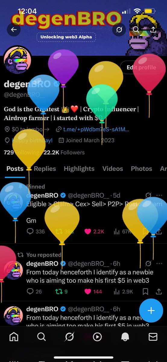 Olorun_leke's tweet image. Happy birthday to my Web3 mentor🎉🎉🎉
Thanks for guiding my way through the blockchain jungle and dropping those DeFi gems. Here&apos;s to another year of crushing it in the decentralized world, may your wallets stay stacked and your smart contracts bug-free #Web3Legend @degenBRO__