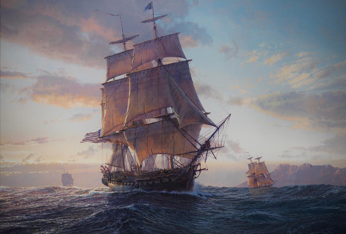 PhilipKAllan's tweet image. USS Constitution. The Mediterranean Squadron by Dutch artist Maarten Platje
A scene from the First Barbary War (1801–1805). The war is probably best known today for the attack on Tripoli referred to in the opening lines of the US Marine Corp hymn.
#Ageofsail #Tripoli #USNavy