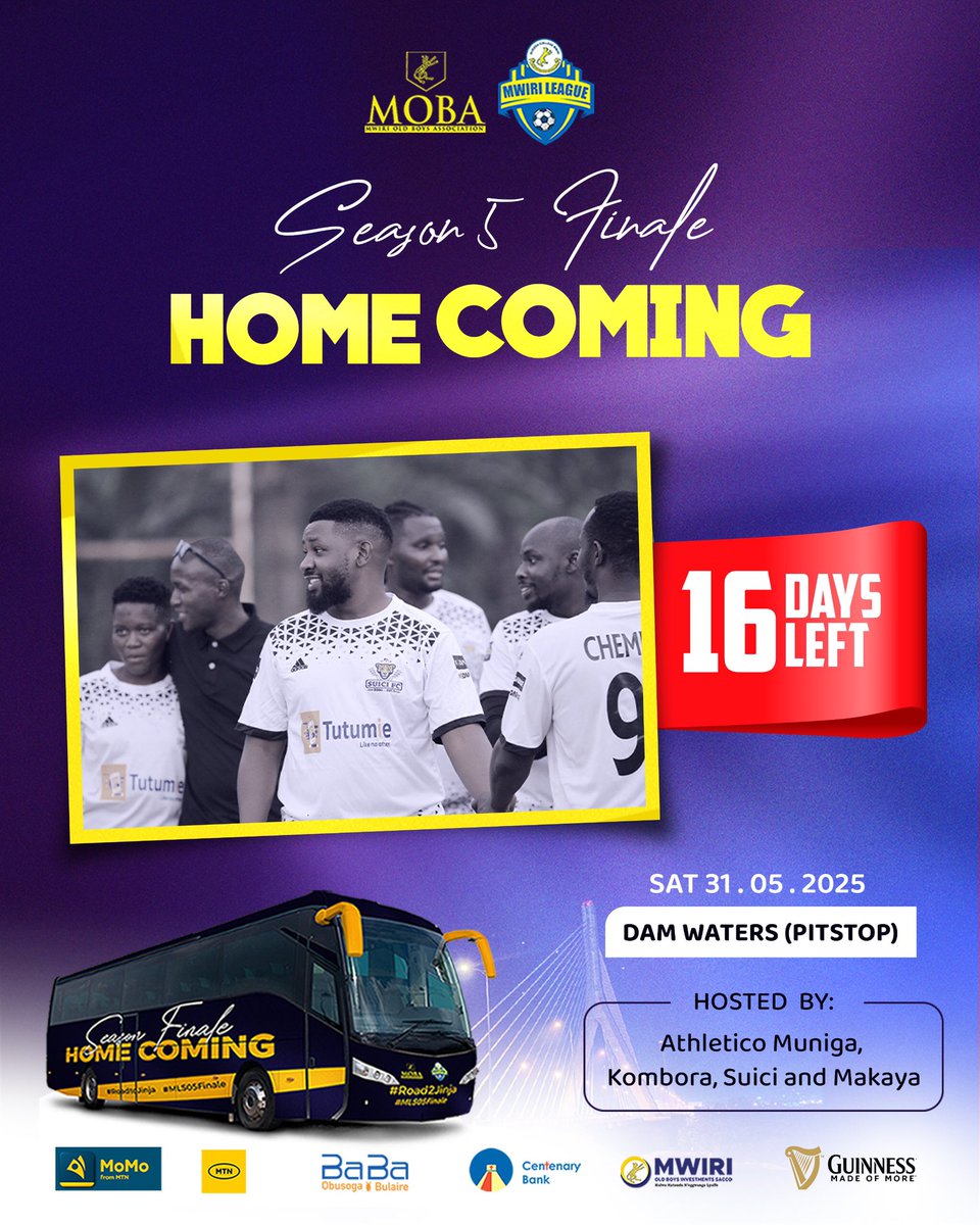 MwiriLeague's tweet photo. Whatever you put in your plan today, know that you have only 16 days left until the grand finale in Jinja city🔥. 
It's going to be fantastic and entertaining😉
Don't dare miss it😋🔥

#MwiriLeague
 #MLS05Finale #Road2Jinja https://t.co/tspfNSmD8B
