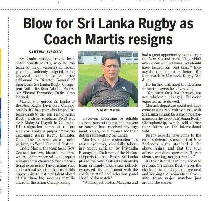HeshPrem's tweet photo. Sad status of Sri Lankan Rugby! 
We as a country had a chance to qualify for rugby world cup😭 but coaches and players are discourage due non payment or getting paid low than labor.
@WorldRugby @SriLankaRugby_ @anuradisanayake @HMVijithaHerath
#SriLanka @srilankatourism https://t.co/VEBudPaEU8