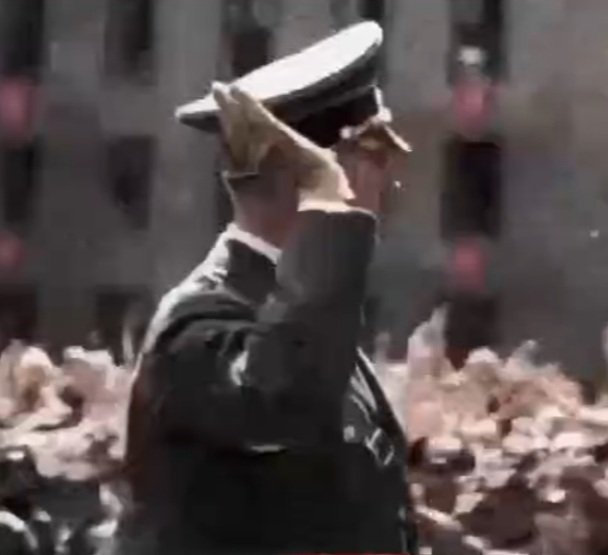 BritainRestorer's tweet image. Does anyone else notice the man with the moustache #UncleH purposely forms part of the hooked cross #hakenkreuz when he saluted? 🙋🏾‍♂️