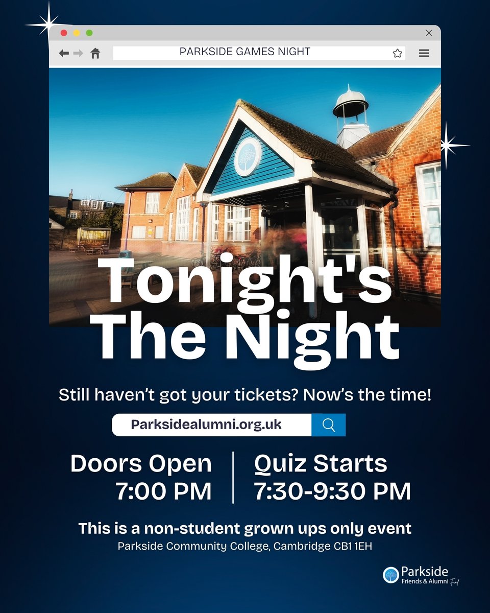 🎉 TONIGHT’S THE NIGHT! 🎉 <a href="/ParksideAlumni/">Parkside Alumni</a> 
Let’s make it a night to remember – all in support of our amazing students 💙

Still need tickets? Grab yours now 👉 lnkd.in/drzjkaMm