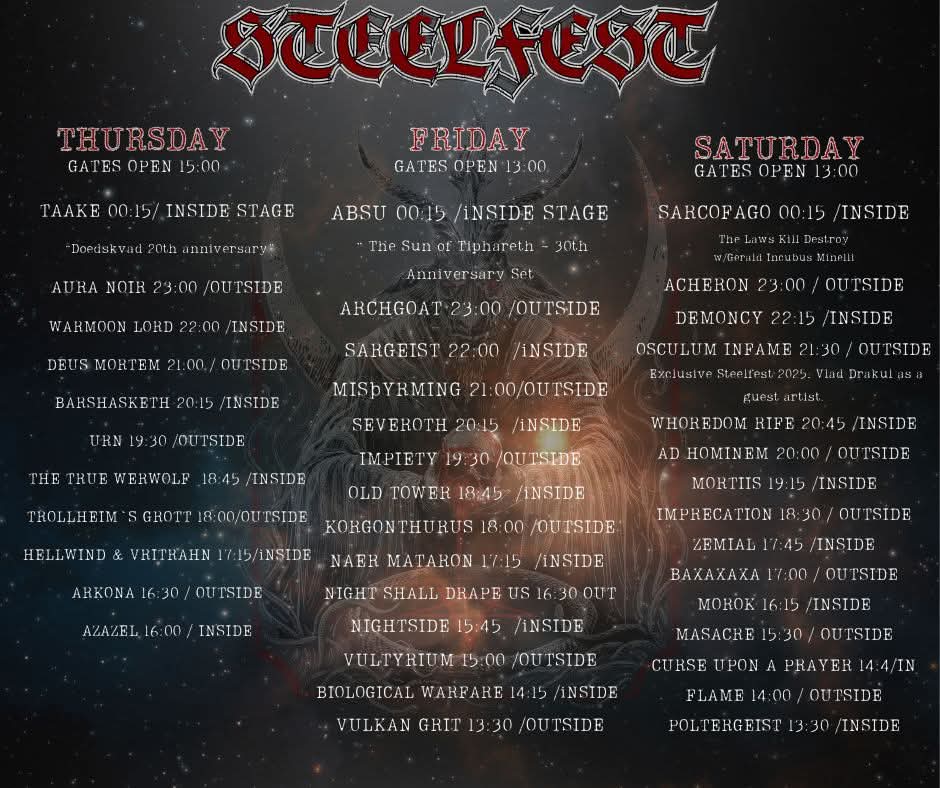 Steelfest time once again! 3 days of friends, beer and Satan! Lets fucking go!