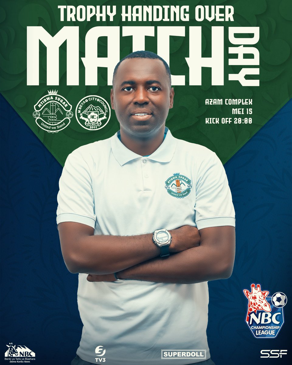 Mchezo wa HESHIMA tukikabidhiwa kombe leo...!

MATCHDAY. 
🆚 #MbeyaCity 
🗓 Thursday 15th May 2025
⏱ 20:00 EAT. 
🏟 Azam Complex. 
🏆 #NBCChampionship #MTBMCC 
#️⃣ #UnitedWeStand

#UnitedWeStand