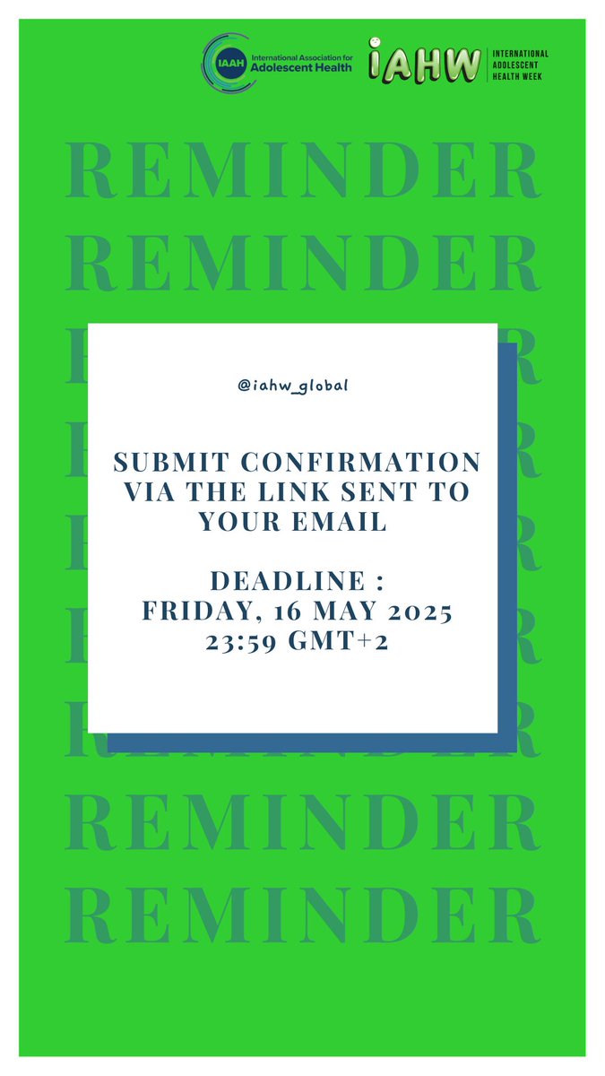IAHW_IAAH's tweet image. We’re so excited to have you as a Youth Ambassador for #IAHW2025 💚
But don’t forget to confirm your role by Friday, 16 May at 23:59 GMT+2!
No form = your spot goes to the waiting list.
Check your email to submit! ✉️
#IAHW2025 #Youth #Ambassador