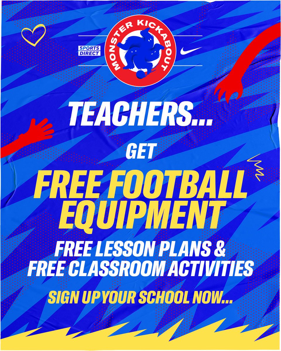 Monster Kickabout (@mkickabout) on Twitter photo #MonsterKickabout is back - #Teachers sign your #school up now and get access to a free football equipment pack, free teaching resources, and free classroom activities.
Register here -> bit.ly/3Y6MEpK
#sportsdirect #Nike #schoolfootball <a href="/Sportimpactuk/">Sport Impact</a> #MonsterKickabout is back - #Teachers sign your #school up now and get access to a free football equipment pack, free teaching resources, and free classroom activities.
Register here -> bit.ly/3Y6MEpK
#sportsdirect #Nike #schoolfootball <a href="/Sportimpactuk/">Sport Impact</a>