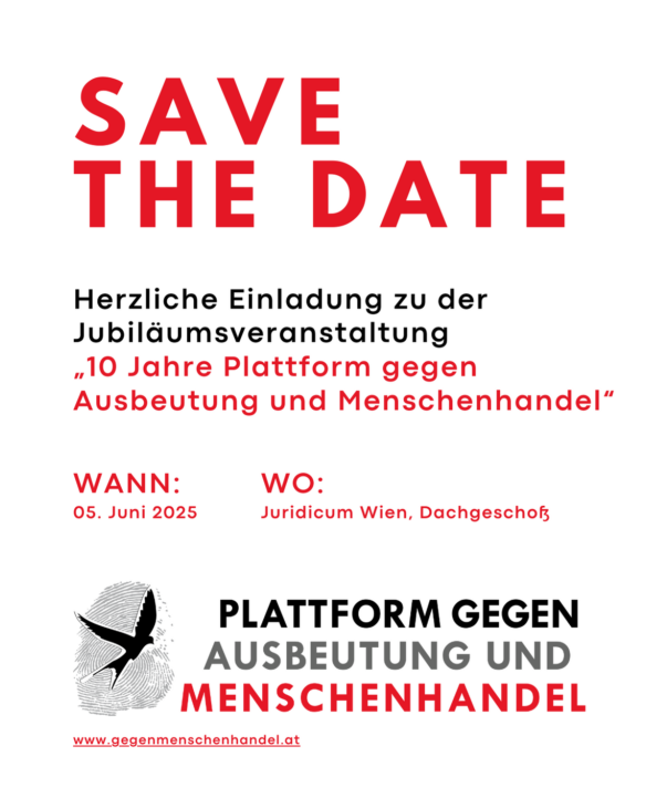 "Ausbeutung &amp; Menschenhandel – was kommt danach? Langfristige Perspektiven für Betroffene in Österreich"

Am 5. Juni wird diese Frage in einer Fachtagung der Plattform gegen Ausbeutung &amp; #Menschenhandel unter die Lupe genommen. 

Details &amp; Anmeldung: gegenmenschenhandel.at