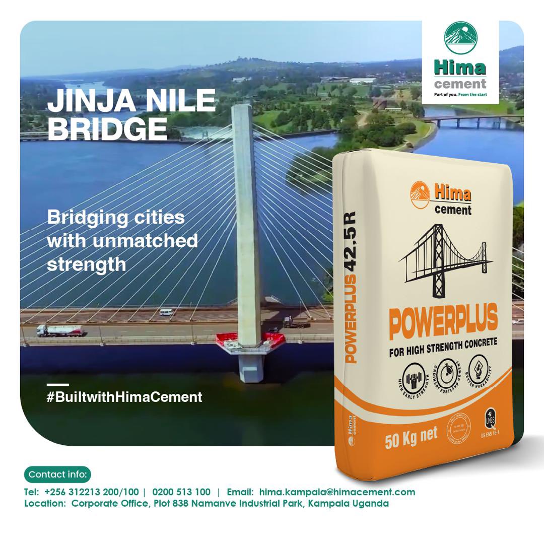 HimaCement's tweet image. Did you know? Hima Cement is the strength behind the bridges connecting Uganda&apos;s cities.

#BuiltwithHima #PowerPlus