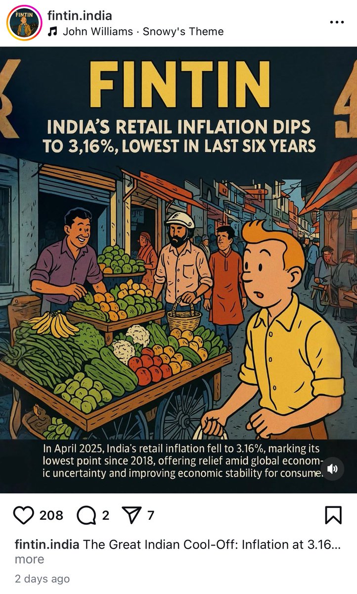 Came across a lovely account on Instagram that does extremely interesting financial content using Tintin comic style. So brilliant! Binge scrolling through their infographics. Do check it out

instagram.com/fintin.india?i…