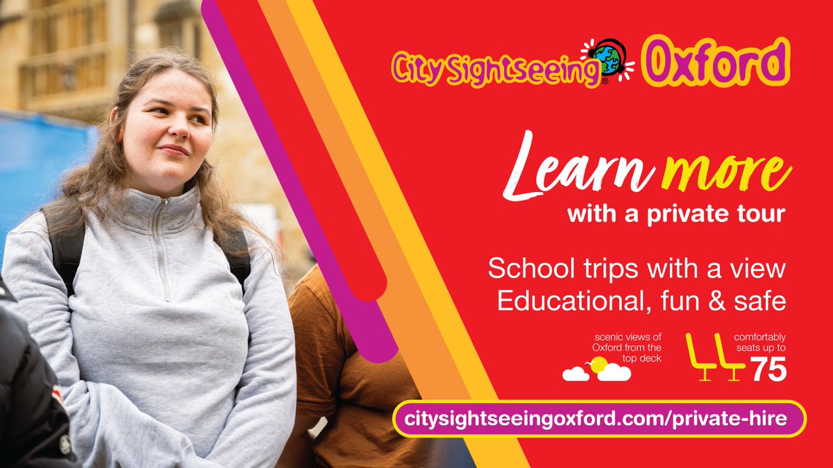 City Sightseeing Oxford (@oxfordopentop) on Twitter photo Imagine your students experiencing the history and beauty of Oxford from the top of an open-top bus! 🤩
City Sightseeing Oxford offers fantastic school tours with customisable options. Create a truly unforgettable learning experience. 
Find out more👉citysightseeingoxford.com/school-tour-hi… Imagine your students experiencing the history and beauty of Oxford from the top of an open-top bus! 🤩
City Sightseeing Oxford offers fantastic school tours with customisable options. Create a truly unforgettable learning experience. 
Find out more👉citysightseeingoxford.com/school-tour-hi…
