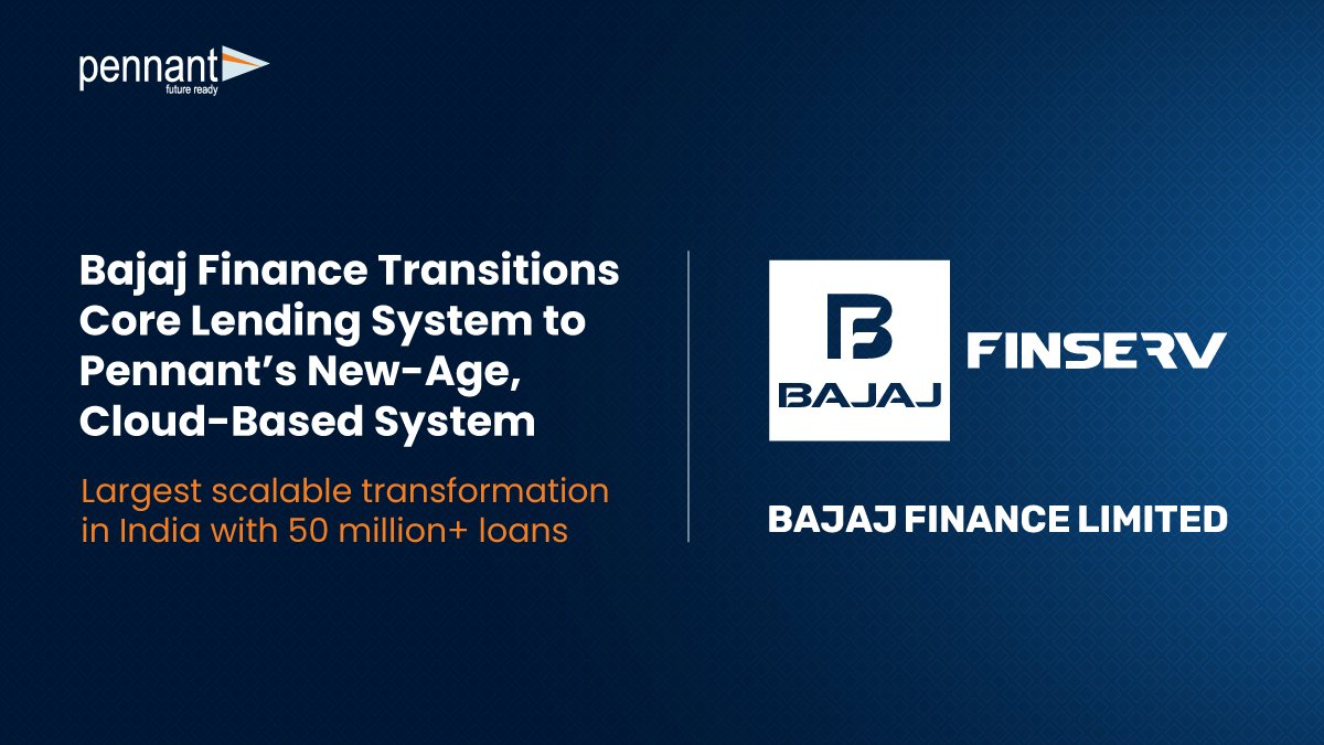 Pennant Technologies (@pennanttech) on Twitter photo Bajaj Finance Transitions Core Lending System to Pennant’s New-Age, Cloud-Based System. Largest Scalable Transformation in India With 50 Million+ Loans.
pennanttech.com/news/bajaj-fin…
<a href="/Bajaj_Finance/">Bajaj_Finance</a> <a href="/Bajaj_Finserv/">Bajaj_Finserv</a>
#finserv #financialservices #digitallending #nbfcs #cloud Bajaj Finance Transitions Core Lending System to Pennant’s New-Age, Cloud-Based System. Largest Scalable Transformation in India With 50 Million+ Loans.
pennanttech.com/news/bajaj-fin…
<a href="/Bajaj_Finance/">Bajaj_Finance</a> <a href="/Bajaj_Finserv/">Bajaj_Finserv</a>
#finserv #financialservices #digitallending #nbfcs #cloud