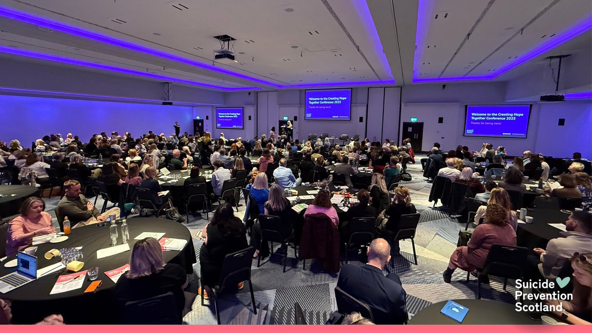 Over 300 people are with us in Glasgow today for our second Creating Hope Together conference. 

A day of sharing, building connections, celebrating success - and probably a few tears, too. 

Stay with us - and if you're here, use #SuicidePreventionScotland. 🩷
