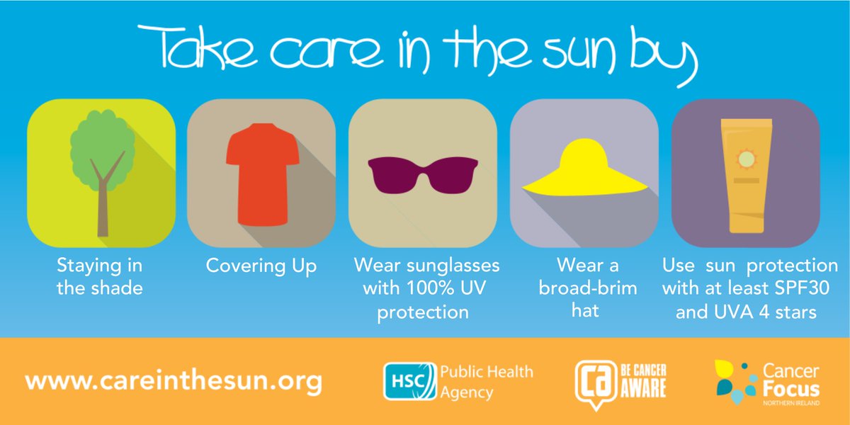 Public Health Agency (@publichealthni) on Twitter photo Over exposure to UV rays from the sun can damage your skin and lead to skin cancer. Applying sunscreen regularly will help protect your skin from harmful UV rays, reduce your risk of skin cancer and prevent premature aging.
More info, careinthesun.org
<a href="/CancerFocusNI/">Cancer Focus Northern Ireland</a> Over exposure to UV rays from the sun can damage your skin and lead to skin cancer. Applying sunscreen regularly will help protect your skin from harmful UV rays, reduce your risk of skin cancer and prevent premature aging.
More info, careinthesun.org
<a href="/CancerFocusNI/">Cancer Focus Northern Ireland</a>