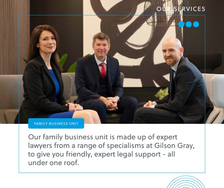 Our Family Business Unit brings together a multidisciplinary team of expert lawyers who provide integrated legal support tailored to the unique needs of family enterprises. 

Find out more: gilsongray.co.uk/legal-services…