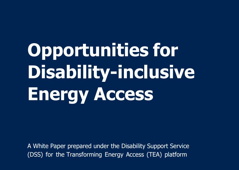 TEAEnergyAccess's tweet image. Disability-inclusive energy access is a core part of an inclusive energy transition that leaves no-one behind. 📖 A new white paper + briefing note from the TEA Disability Support Service highlight opportunities for disability-inclusive energy solutions: tea.carbontrust.com/disability-sup…