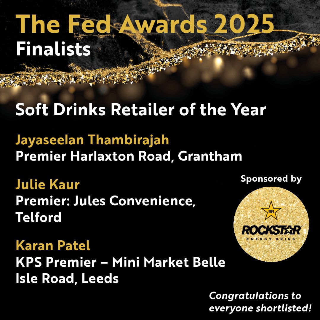 Announcing your finalists for the Soft Drinks Retailer of the Year, sponsored by @Rockstarenergy🥤

Congratulations to all members who have been shortlisted, and thank you for your entries.

👉View all finalists: thefedonline.com/fed-awards-202…