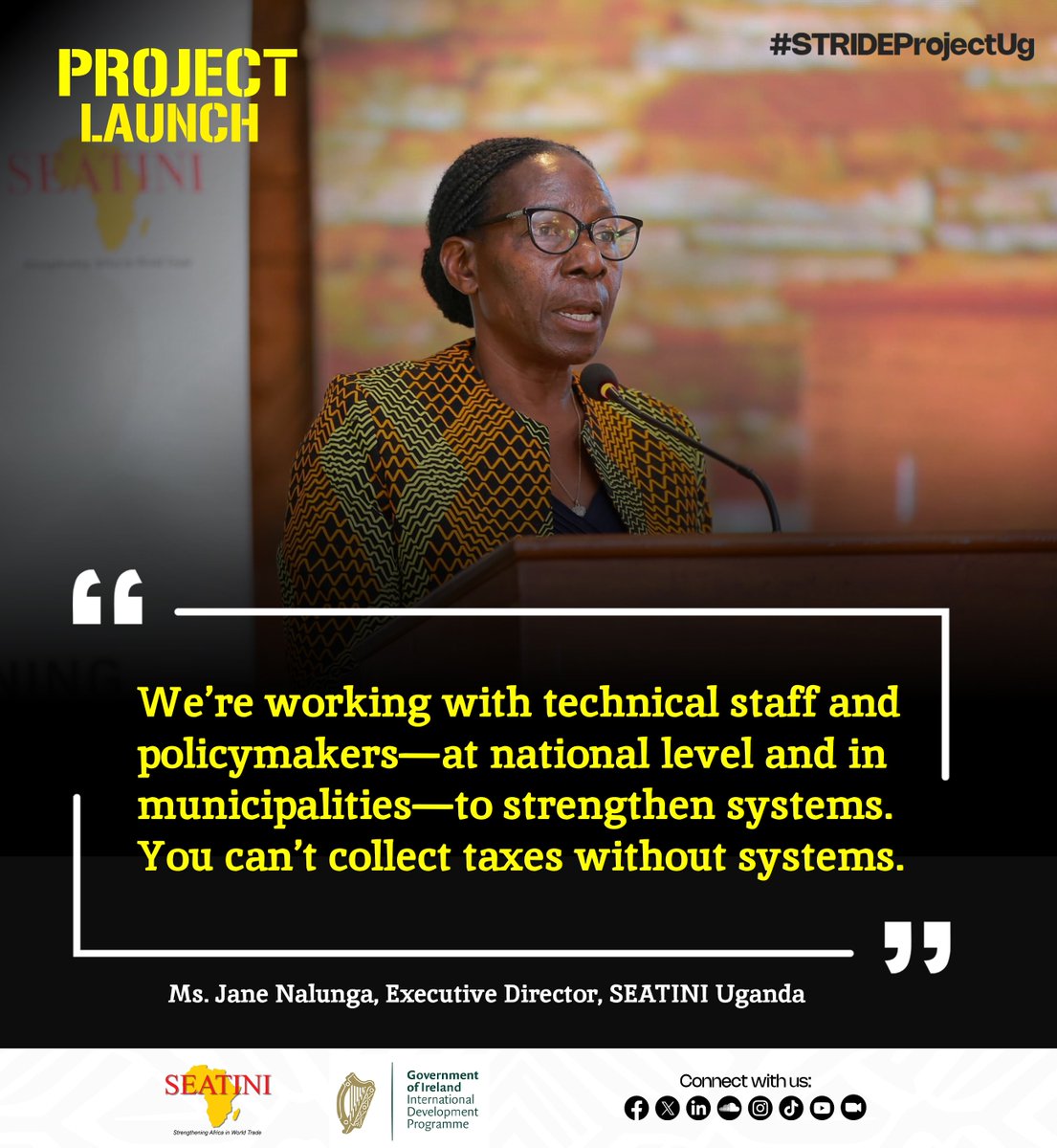 We’re working with technical staff and policymakers—at national level and in municipalities—to strengthen systems. You can’t collect taxes without systems. — Ms. Jane Nalunga, Executive Director, SEATINI Uganda 

#STRIDEProjectUg #TaxJusticeUG
<a href="/IrlEmbUganda/">Ireland in Uganda</a> <a href="/dfatirl/">Irish Foreign Ministry</a> <a href="/mofpedU/">Ministry of Finance</a>