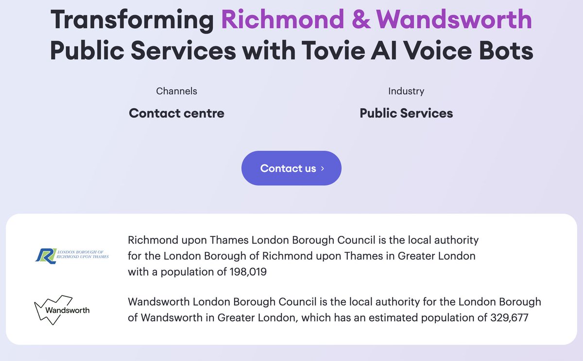 Can local councils really benefit from AI? Richmond&amp;Wandsworth Wandsworth councils say yes – with improved service and voice AI engaging residents.

📖 Read the full case study: tovie.ai/success-storie…
#generativeai #aiforpublicservices #voiceai #localgovernment