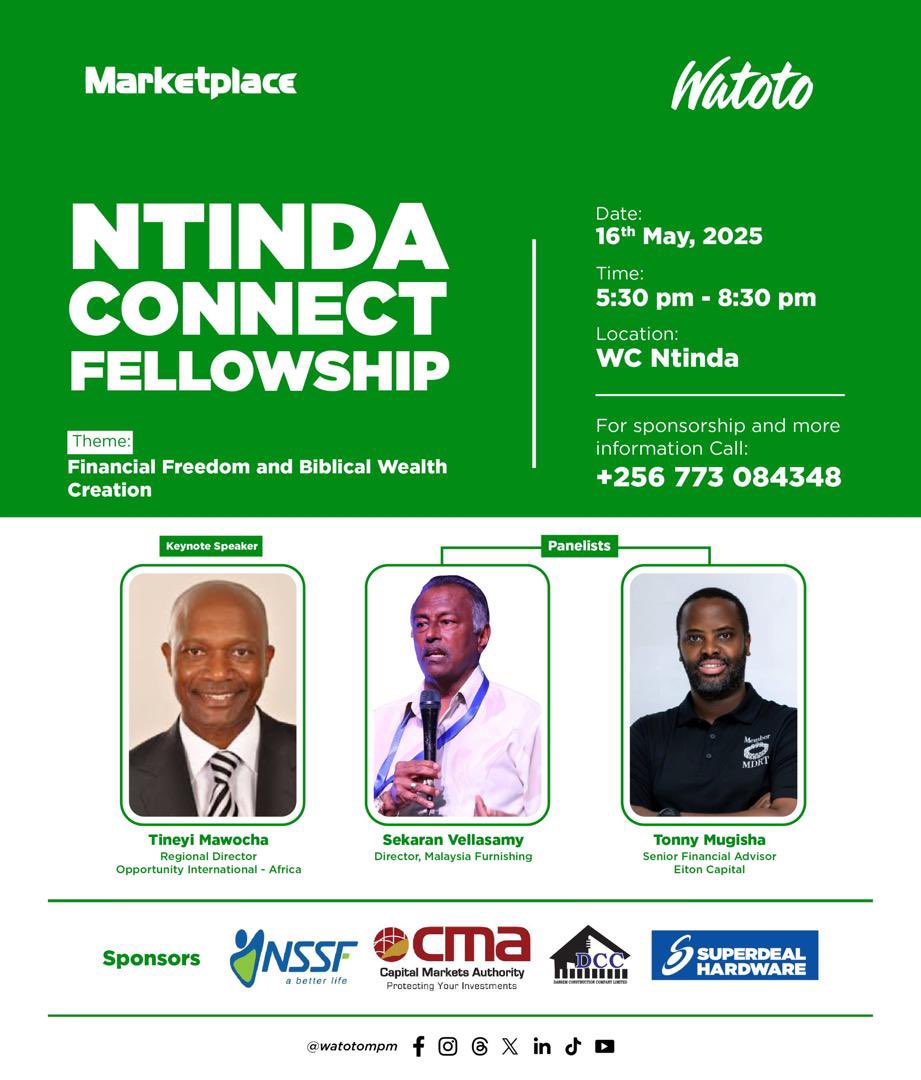 If you’re looking for just another motivational talk, this isn’t it.
But if you’re ready to understand what God really says about money, purpose, and legacy, we’ll see you at Ntinda Connect Fellowship.

📍 Watoto Church Ntinda
📅 Tomorrow – 16th May 2025
🕠 5:30PM – 8:30PM
🎯