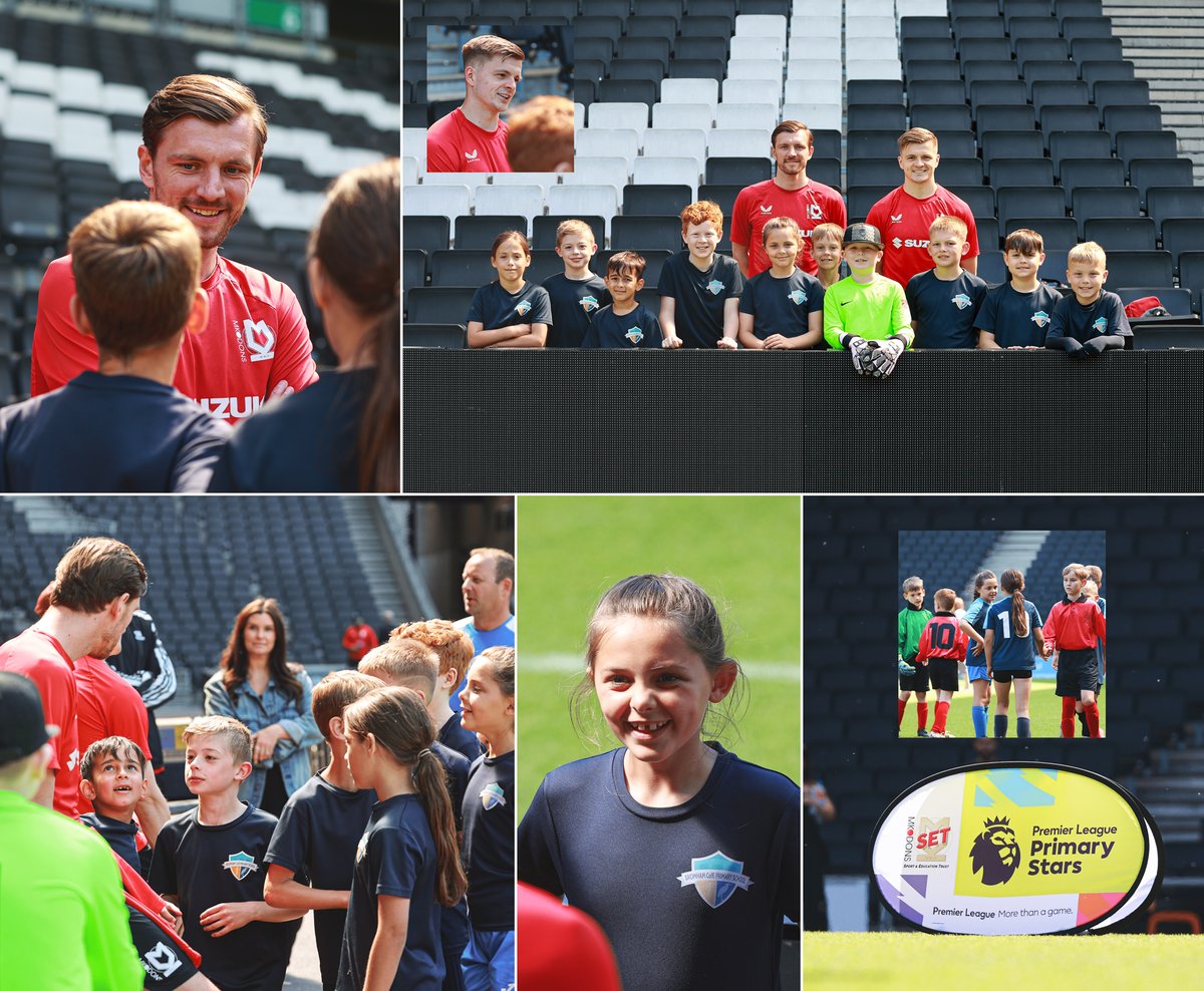 A surprise to remember! 🤍

Yesterday, Alex Gilbey and Joe Tomlinson dropped in to cheer on local schools competing in the Premier League Primary Stars tournament at Stadium MK 👏 

#COYD