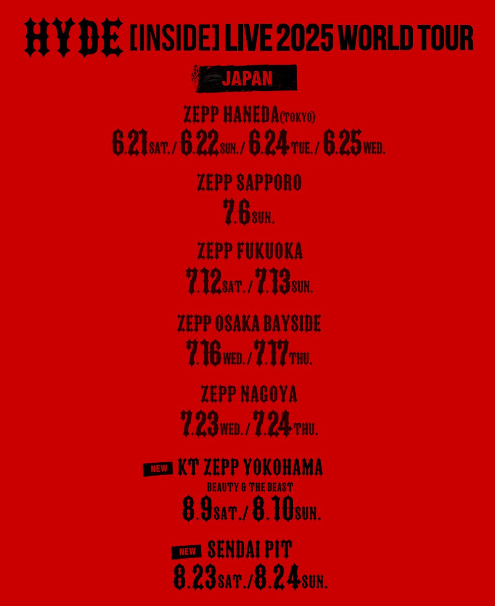 STAFF] HYDE [INSIDE] LIVE 2025 WORLD TOUR 国内追加公演（横浜／仙台