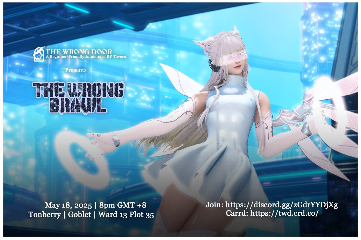 kyaryxiv's tweet image. Fancy a battle angel in your corner?
Join us at #WrongDoorXIV for The Wrong Brawl, and perhaps she'll patch you up.
Tonberry | Goblet | Ward 13, Plot 35
Community: discord.gg/zGdrYYDjXg
Bookings: tinyurl.com/WrongDoorXIV
Carrd: twd.crd.co