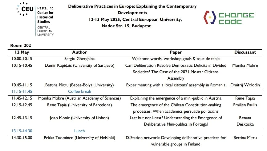 GEDECO - EUCODEM (@gedecoub) on Twitter photo El pasado lunes René Tapia, investigador predoctoral en la <a href="/Dret_UB/">Facultat de Dret UB</a>, presentó la ponencia “The emergence of the Chilean constitution-making processes" en el Seminario internacional "Deliberative Practices in Europe" organizado por la Central European University en Budapest. El pasado lunes René Tapia, investigador predoctoral en la <a href="/Dret_UB/">Facultat de Dret UB</a>, presentó la ponencia “The emergence of the Chilean constitution-making processes" en el Seminario internacional "Deliberative Practices in Europe" organizado por la Central European University en Budapest.