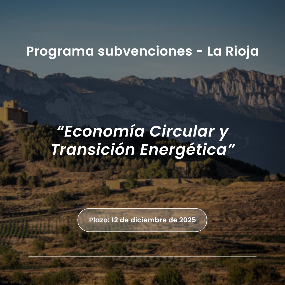Abierta la convocatoria 2025 en #LaRioja para ayudas a la #EconomíaCircular y #TransiciónEnergética 🌱

📅 Plazo 12/12/2025

En #IKIngeniería te acompañamos en el proceso📄

🔗 Más info 👉 lnkd.in/dNnpwd-J

#Subvenciones2025 #EmpresasSostenibles
