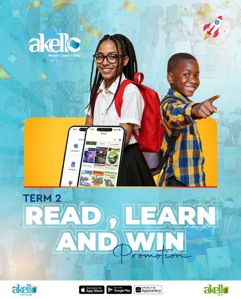 Want to win BIG this Second Term? Here’s how:
1️⃣ Sign up &amp; subscribe to Akello Smart Learning &amp; the Akello Library App
2️⃣ Use the platforms regularly to study smarter
3️⃣ Follow Akello on all socials and TAG us
4️⃣ WIN awesome prizes like school fees vouchers, tablets, Akello swag