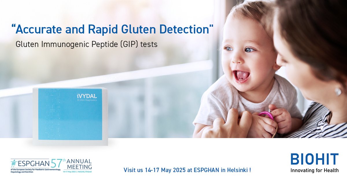 Join us at ESPGHAN 2025, 14-17 May 2025 in Helsinki, Messukeskus, Helsinki, Finland, booth No. 36.  

#ESPGHAN2025 #Biohit #LactoseIntolerance #Celiacdisease #Innovatingforhealth #Diagnostics #Helsinki #Gastroenterologist #nutrionist