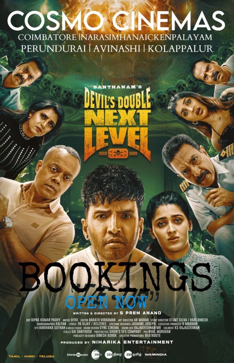 Cosmo Cinemas (@cosmo_cinemas) on Twitter photo #DDNextLevel
BOOKINGS OPEN‼️💥
<a href="/PerunduraiCosmo/">Cosmo Cinemas Perundurai</a>
<a href="/KolappalurCosmo/">Cosmo Cinemas Kolappalur</a>
<a href="/cosmo_cinemas/">Cosmo Cinemas</a> #Coimbatore #NSNPalayam #Avinashi A/C | 4K RGB LASER | ATMOS
Online <a href="/TicketNew/">TicketNew</a> <a href="/lifeindistrict/">District</a> | <a href="/bookmyshow/">BookMyShow</a> (CBE only)🎟️
<a href="/Haricosmo/">HARI</a>
<a href="/iamsanthanam/">Santhanam</a> <a href="/arya_offl/">Arya</a> <a href="/TSPoffl/">TheShowPeopleoffl</a> <a href="/NiharikaEnt/">Niharika Entertainment</a> <a href="/iampremanand/">premanand</a> #DDNextLevel
BOOKINGS OPEN‼️💥
<a href="/PerunduraiCosmo/">Cosmo Cinemas Perundurai</a>
<a href="/KolappalurCosmo/">Cosmo Cinemas Kolappalur</a>
<a href="/cosmo_cinemas/">Cosmo Cinemas</a> #Coimbatore #NSNPalayam #Avinashi A/C | 4K RGB LASER | ATMOS
Online <a href="/TicketNew/">TicketNew</a> <a href="/lifeindistrict/">District</a> | <a href="/bookmyshow/">BookMyShow</a> (CBE only)🎟️
<a href="/Haricosmo/">HARI</a>
<a href="/iamsanthanam/">Santhanam</a> <a href="/arya_offl/">Arya</a> <a href="/TSPoffl/">TheShowPeopleoffl</a> <a href="/NiharikaEnt/">Niharika Entertainment</a> <a href="/iampremanand/">premanand</a>
