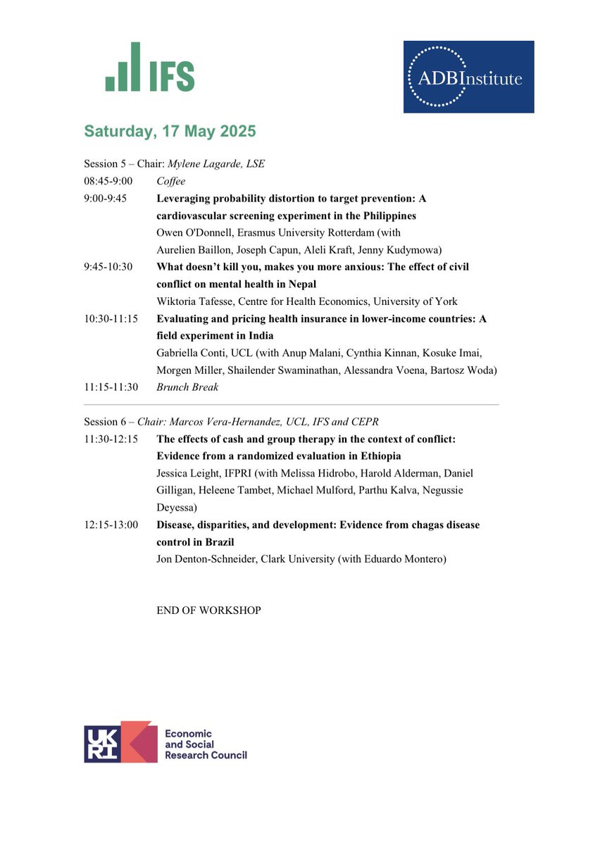 Antonella Bancalari (@bancalaria) on Twitter photo We are delighted to share the program for the IFS-ADBI-GHE Workshop on Health Economics in LMICs 2025! We’re looking forward to a fantastic couple of days <a href="/TheIFS/">Institute for Fiscal Studies</a> <a href="/ADBInstitute/">Asian Development Bank Institute</a> <a href="/papiteide/">Marcos Vera-Hernández 🇪🇺 🇺🇦</a> <a href="/radhi_jain/">Radhika Jain</a> <a href="/mylene_lagarde/">Dr. Mylene Lagarde</a> We are delighted to share the program for the IFS-ADBI-GHE Workshop on Health Economics in LMICs 2025! We’re looking forward to a fantastic couple of days <a href="/TheIFS/">Institute for Fiscal Studies</a> <a href="/ADBInstitute/">Asian Development Bank Institute</a> <a href="/papiteide/">Marcos Vera-Hernández 🇪🇺 🇺🇦</a> <a href="/radhi_jain/">Radhika Jain</a> <a href="/mylene_lagarde/">Dr. Mylene Lagarde</a>