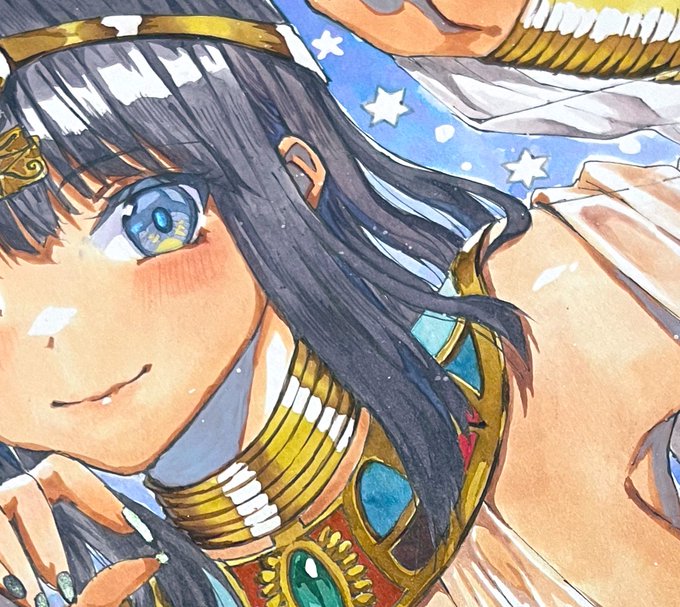 先日描いた色紙🇪🇬
金属の白抜きはマスキング液を使いました。
やはりとても便利です。 