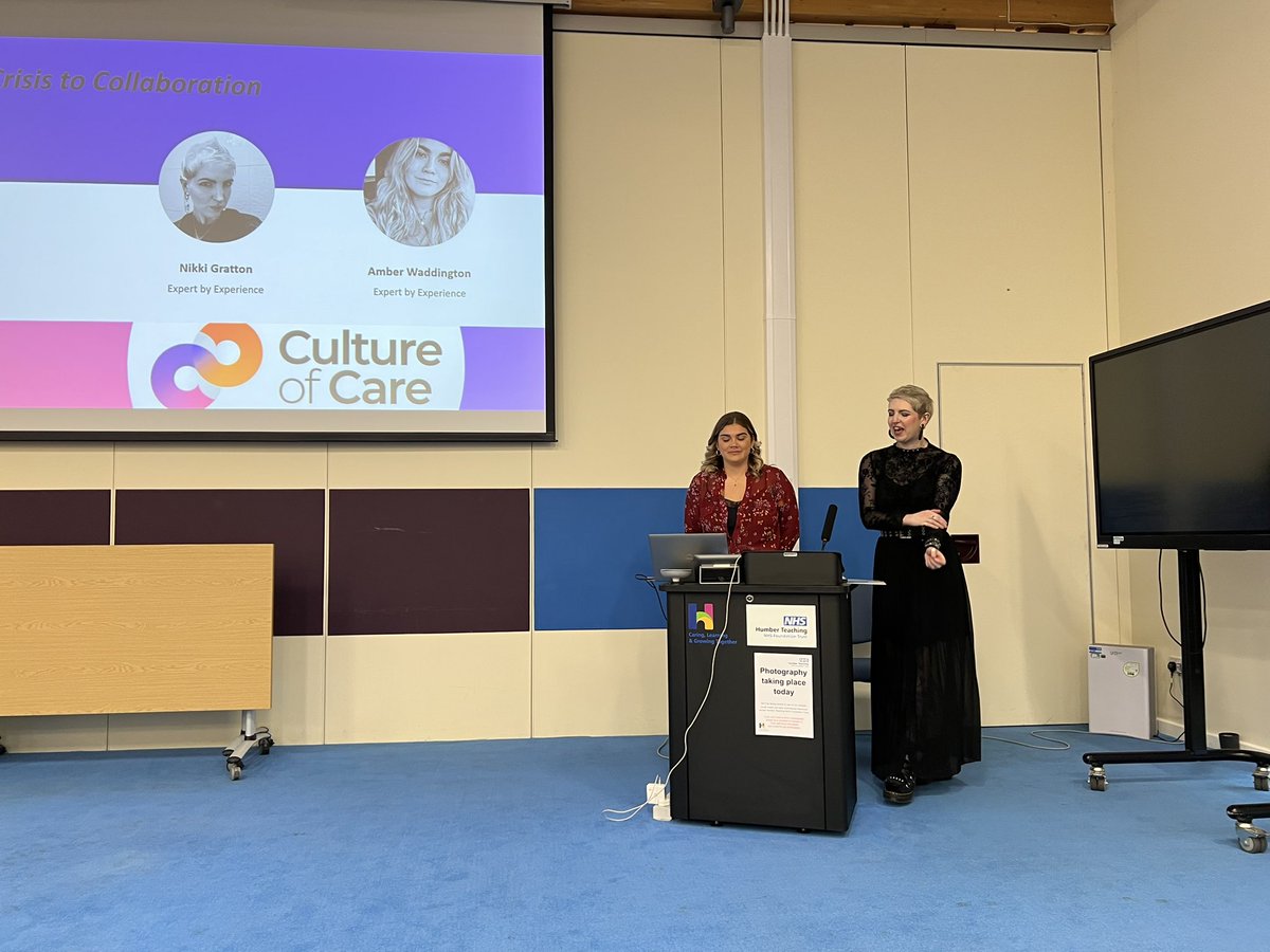 Nikki Grayson and Amber Waddington. Experts by Experience talking about collaboration in care <a href="/HumberNHSFT/">Humber Teaching NHS Foundation Trust</a> 
#cultureofcare