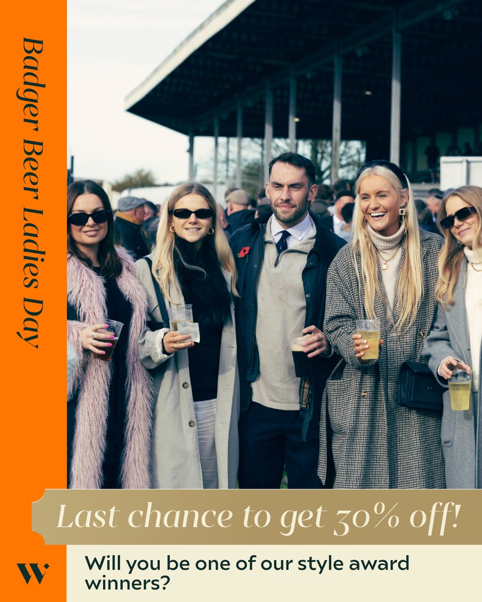 Wincanton Racecourse (@wincantonraces) on Twitter photo โณ ๐๐ฎ๐ฌ๐ญ ๐ก๐จ๐ฎ๐ซ๐ฌ ๐ฅ๐๐๐ญ ๐ญ๐จ ๐ฌ๐๐ฏ๐ ๐๐%!
Grab your Badger Beer Ladies Day tickets before midnight and enjoy a day full of fun, fashion, and fizz! โจ
*๐๐๐๐๐ ๐๐๐๐ ๐๐๐๐๐๐โ๐ก - ๐โ๐ข๐๐ ๐๐๐ฆ ๐ฃ๐ง ๐๐๐ฆ
#GirlsDayOut #StyleAwards #LadiesDay โณ ๐๐ฎ๐ฌ๐ญ ๐ก๐จ๐ฎ๐ซ๐ฌ ๐ฅ๐๐๐ญ ๐ญ๐จ ๐ฌ๐๐ฏ๐ ๐๐%!
Grab your Badger Beer Ladies Day tickets before midnight and enjoy a day full of fun, fashion, and fizz! โจ
*๐๐๐๐๐ ๐๐๐๐ ๐๐๐๐๐๐โ๐ก - ๐โ๐ข๐๐ ๐๐๐ฆ ๐ฃ๐ง ๐๐๐ฆ
#GirlsDayOut #StyleAwards #LadiesDay