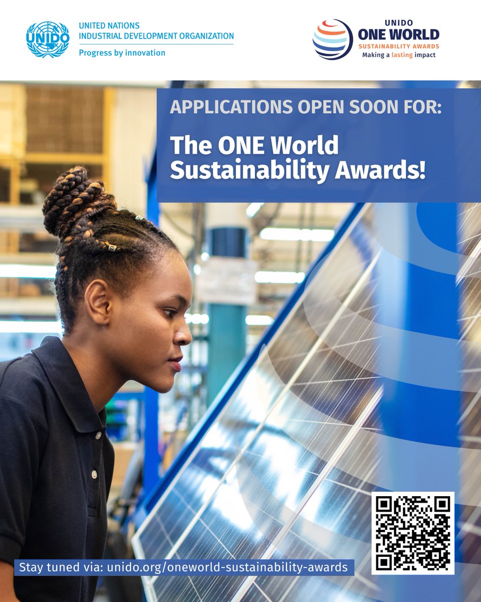 🌍 Are you driving #innovation and excellence for the industries of the future? The ONE World Sustainability Awards by #UNIDO is launching soon to celebrate businesses and individuals driving real sustainable impact.
✨ Stay tuned via: unido.org/oneworld-susta…