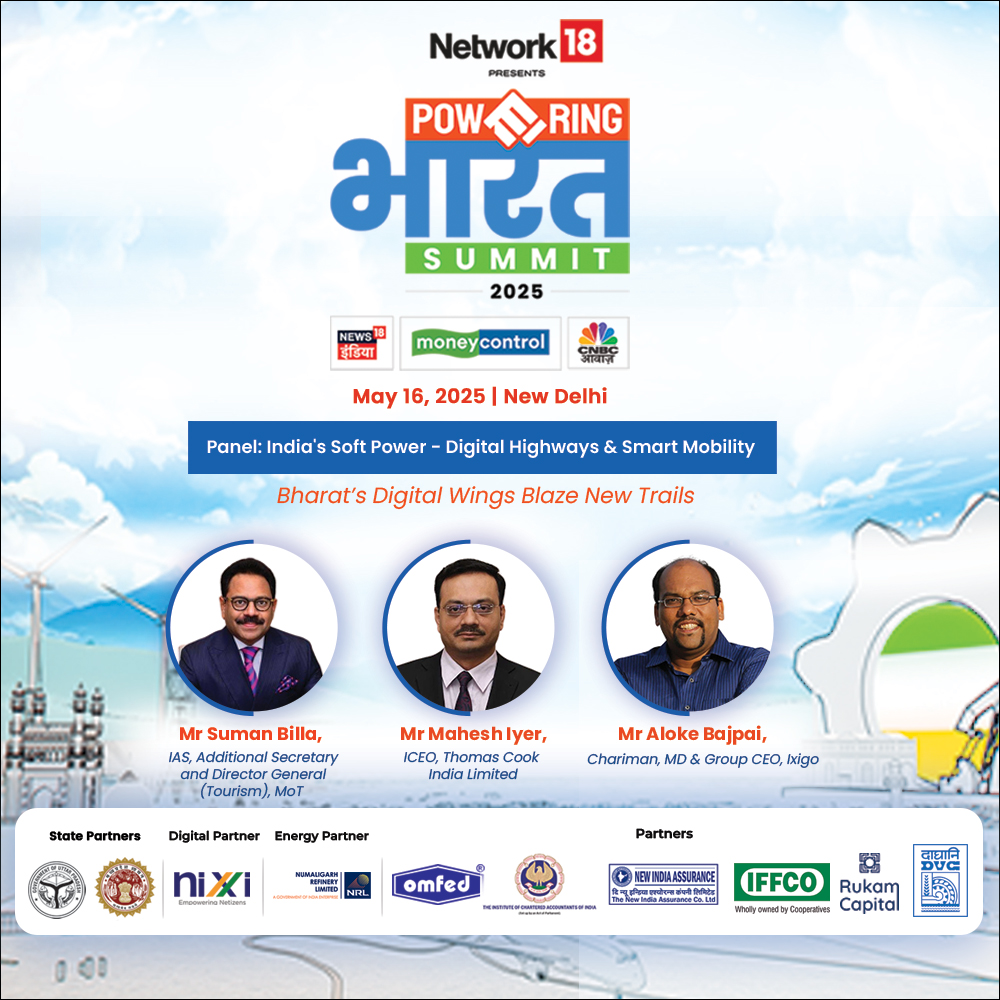 CNBCTV18News's tweet image. India's Soft Power - Digital Highways &amp;amp; Smart Mobility

Smart travel amplifies India’s global soft power. Join Mr Suman Billa, Mr Mahesh Iyer, and Mr Aloke Bajpai as they explore travel, tech, and AI in mobility. #PoweringBharat2025 #Moneycontrol #Network18 #CNBCTV18