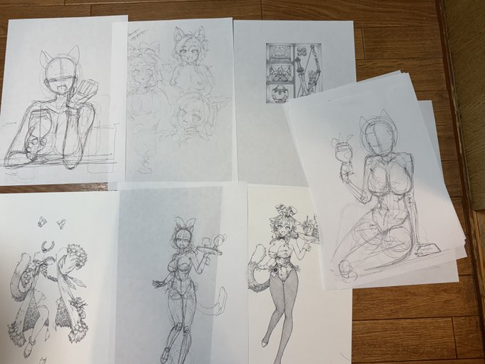 Skeb原画の受注準備を再開中

滞っていた作業を再開しました。
まぐ太のSkebではアナログ原画が発生するので
ご希望の依頼者様には、有償(依頼費用と別)でお譲りしています。
清書の原画以外に、ラフやアイデアスケッチその他もろもろまとめて、額に入れてお譲りするものです。 