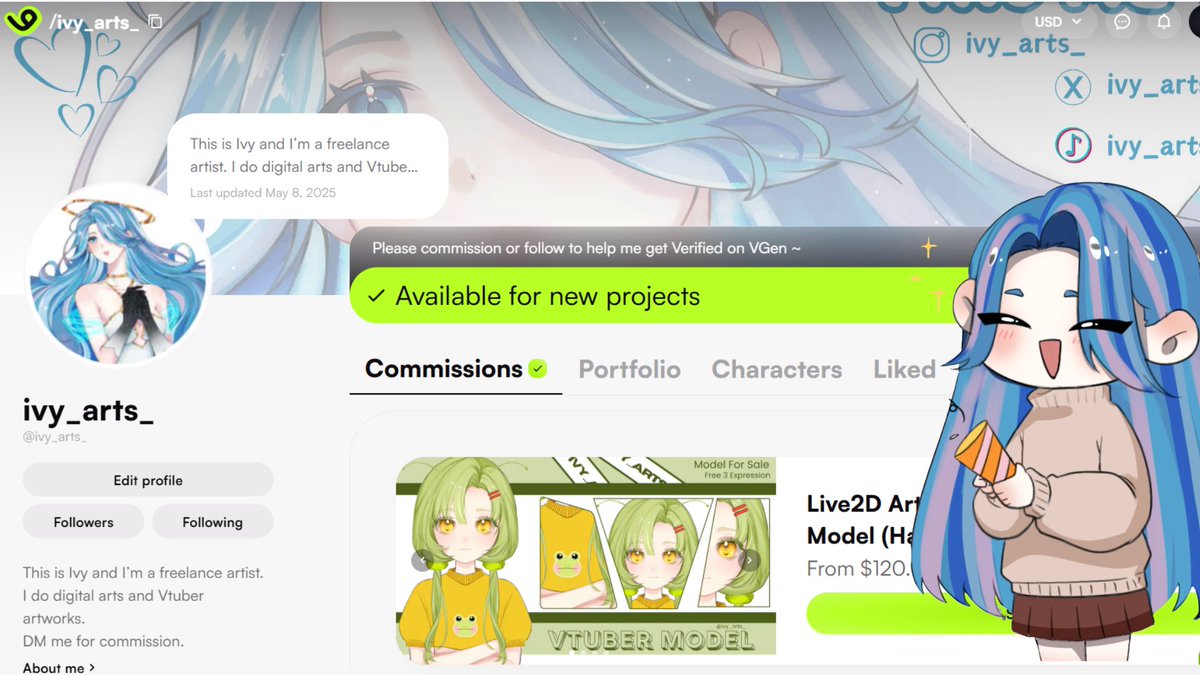 Please commission or follow to help me get Verified on VGen~ 💖
Your support means the world to me!
🎨vgen.co/ivy_arts_
#vgen #vgenartist #supportartists #vtuberart #ivyarts
#digitalartist #vtuberartist
