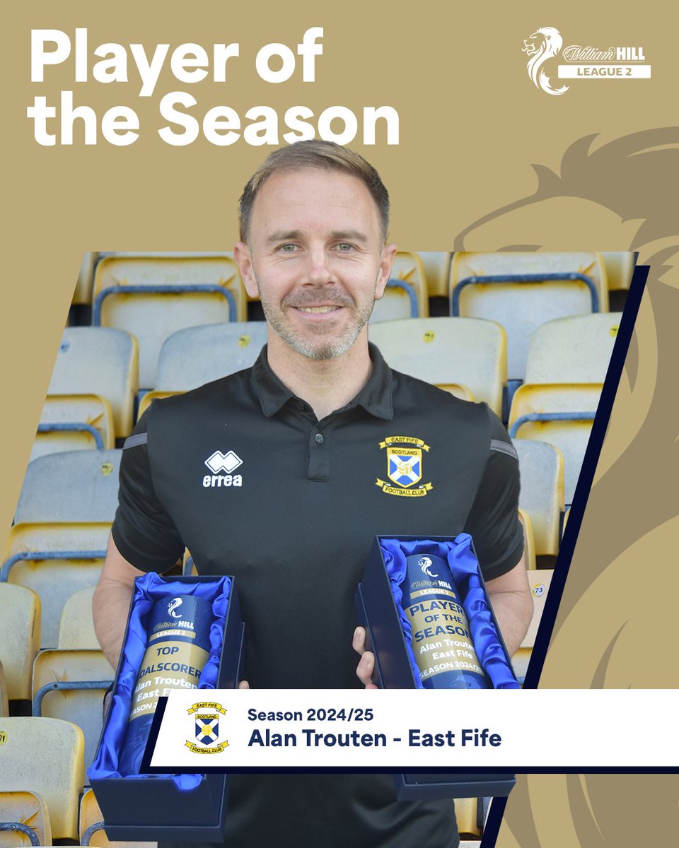 SPFL (@spfl) on Twitter photo Congratulations to <a href="/EastFifeFC/">East Fife FC</a>'s Alan Trouten, the <a href="/WilliamHill/">William Hill</a> League 2 Player of the Season for 24/25! ๐ Congratulations to <a href="/EastFifeFC/">East Fife FC</a>'s Alan Trouten, the <a href="/WilliamHill/">William Hill</a> League 2 Player of the Season for 24/25! ๐