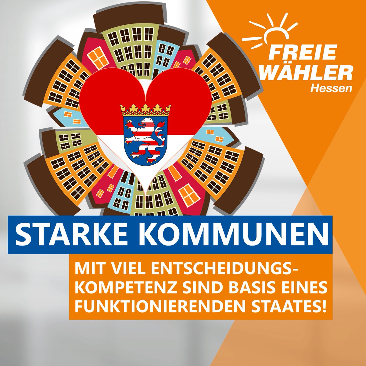 FREIE WÄHLER sind die Vor-Ort-Partei in Hessen!
Wir FREIEN WÄHLER setzen auf eine sachliche, unabhängige Politik nah am Bürger – mit praktischen Lösungen für die Kommunen statt starrer Parteivorgaben!

#FreieWähler #Hessen #Kommunen #Städte #Gemeinden #Kompetenzen #orangepower