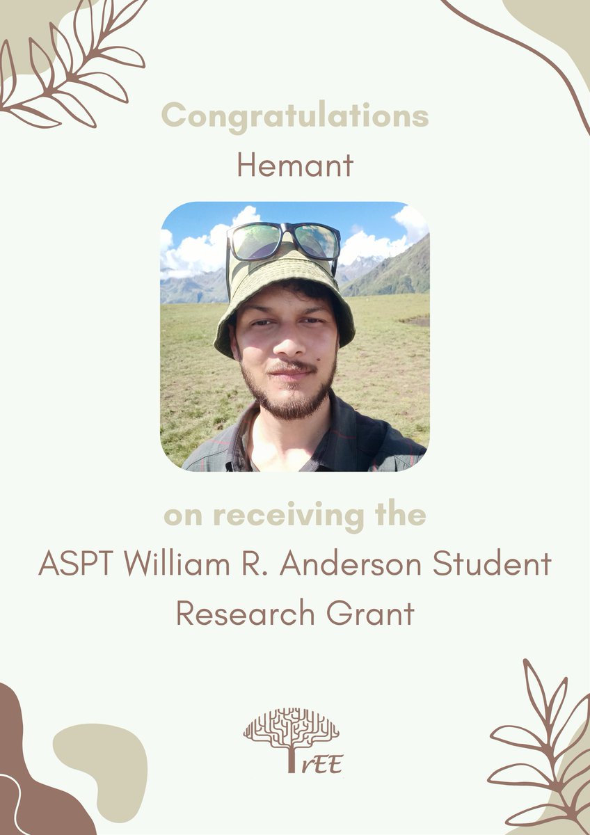 TrEE Lab (@tree_lab) on Twitter photo Congratulations <a href="/HemantBishtt/">Hemant Bisht</a> on receiving the ASPT William R. Anderson Student Research Grant!
<a href="/vinita_gowda/">Vinita Gowda: Success has never been my weakness</a> <a href="/AmSocPlantTaxon/">American Society of Plant Taxonomists</a> <a href="/iiserbhopal/">IISER Bhopal</a> Congratulations <a href="/HemantBishtt/">Hemant Bisht</a> on receiving the ASPT William R. Anderson Student Research Grant!
<a href="/vinita_gowda/">Vinita Gowda: Success has never been my weakness</a> <a href="/AmSocPlantTaxon/">American Society of Plant Taxonomists</a> <a href="/iiserbhopal/">IISER Bhopal</a>