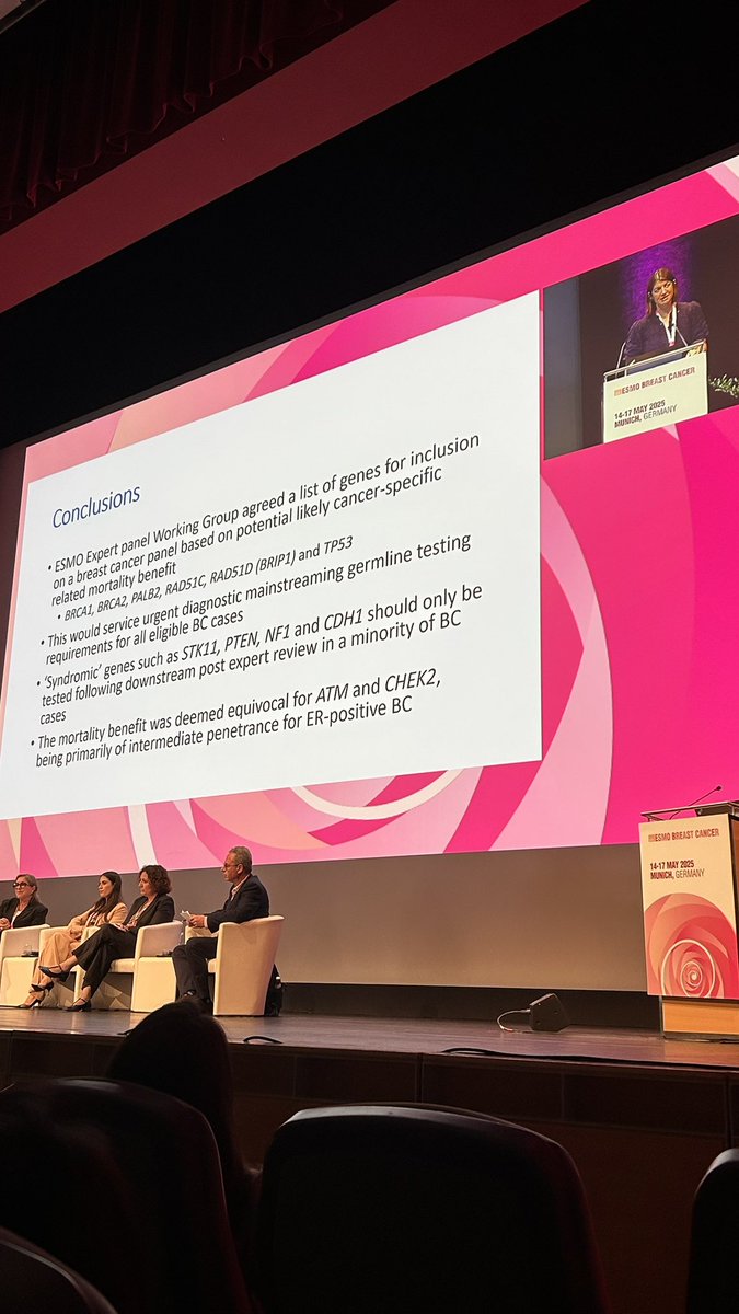 Luca Arecco, MD (@lucarecco) on Twitter photo Which genes should be tested in pts w BC? <a href="/myESMO/">ESMO - Eur. Oncology</a> working group concludes that selected genes based on potential likely cancer-specific related mortality benefits are BRCA1, BRCA2, PALB2, RAD51C, RAD51D (BRIP1) and TP53; equivocal survival benefit for ATM and CHECK2.
<a href="/OncoAlert/">OncoAlert</a> Which genes should be tested in pts w BC? <a href="/myESMO/">ESMO - Eur. Oncology</a> working group concludes that selected genes based on potential likely cancer-specific related mortality benefits are BRCA1, BRCA2, PALB2, RAD51C, RAD51D (BRIP1) and TP53; equivocal survival benefit for ATM and CHECK2.
<a href="/OncoAlert/">OncoAlert</a>