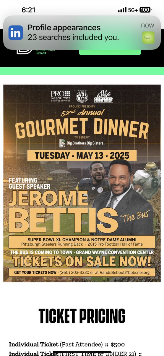 Steve Teders (@stedersdekalb) on Twitter photo Tammy and I had the opportunity to attend <a href="/BBBSNEI/">Big Brothers Big Sisters of Northeast Indiana</a> Gourmet Dinner with featured speaker Jerome “The Bus” Bettis. Honored to support a great organization!! My Steelers fandom heart is full. <a href="/JeromeBettis36/">Jerome Bettis</a> <a href="/steelers/">Pittsburgh Steelers</a> Tammy and I had the opportunity to attend <a href="/BBBSNEI/">Big Brothers Big Sisters of Northeast Indiana</a> Gourmet Dinner with featured speaker Jerome “The Bus” Bettis. Honored to support a great organization!! My Steelers fandom heart is full. <a href="/JeromeBettis36/">Jerome Bettis</a> <a href="/steelers/">Pittsburgh Steelers</a>