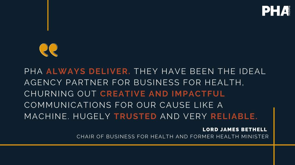 ⭐ NEW CASE STUDY ⭐

Click here to read about how we helped elevate Business for Health’s CEO Tina Woods, and Chair Lord James Bethell as leading voices on UK economic inactivity, healthcare policy, and the need for preventative health 👇

➡ eu1.hubs.ly/H0k528d0