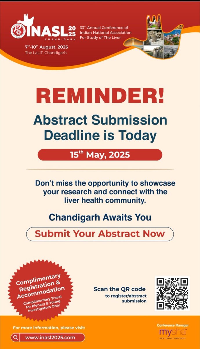 INASL_Liver's tweet image. INASL-2025
The last date to submit your abstract is today - 15th May, 2025
inasl2025.com/abstracts.html